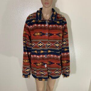 Angderson Arizona Southwest Aztec Button Fleece Sweater Western Polyester Sz M